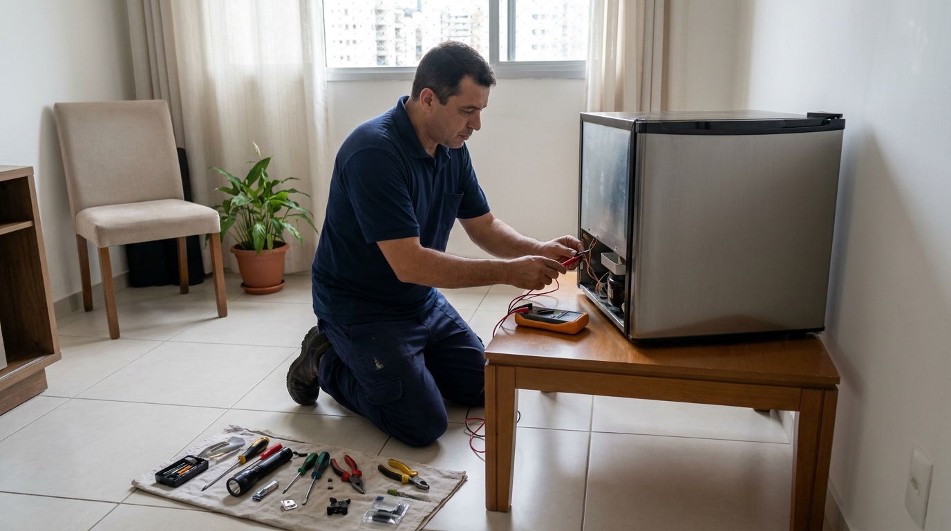 Técnico de conserto de frigobar em residência em Cabo Frio‑RJ